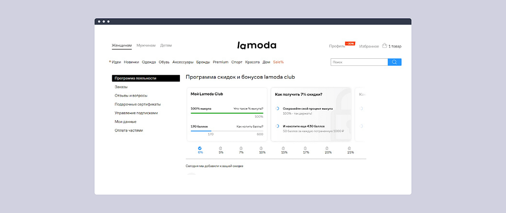 Программа лояльности на Lamoda