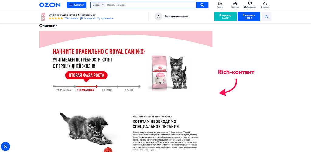 Карточка Озон