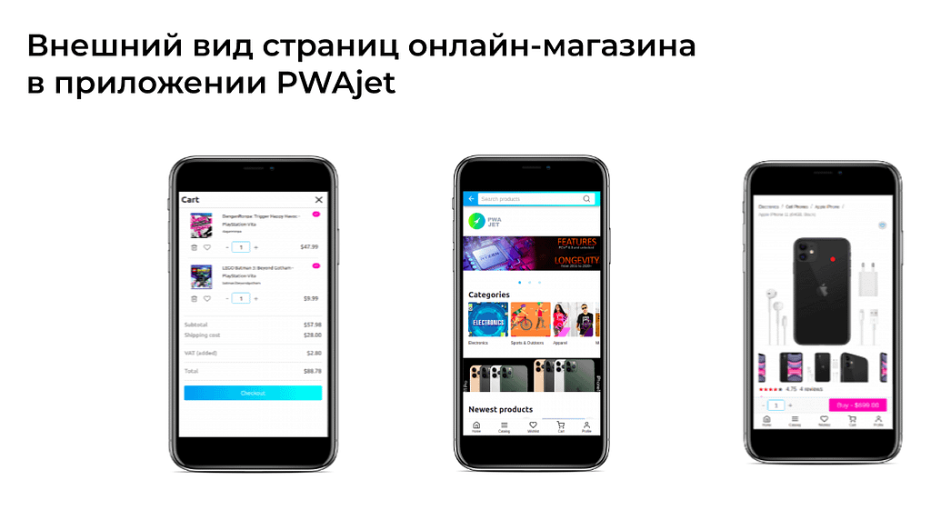 В 2019 году команда Simtech Development представила собственное PWA-решение для интернет-магазинов и маркетплейсов на CS-Cart — PWAjet. 