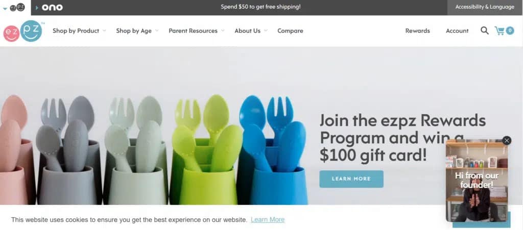 The ezpzfun.com website selected the BigCommerce to sell plates for kids