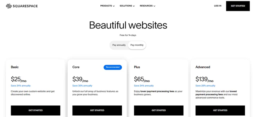 Squarespace pricing plans 2026