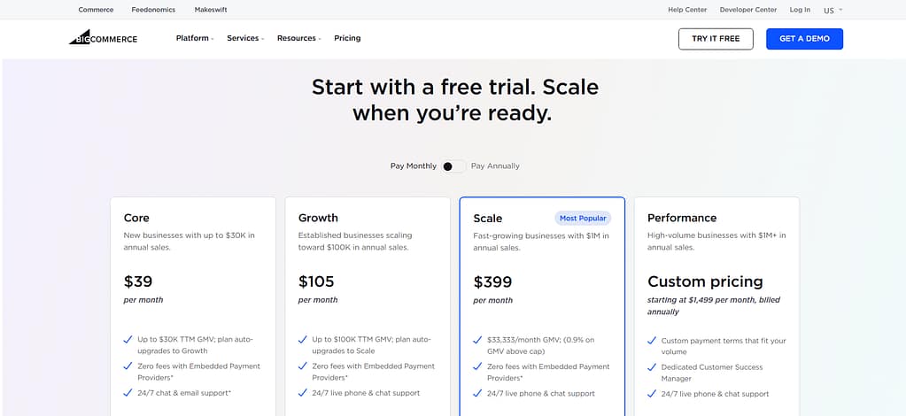 BigCommerce pricing plans 2026