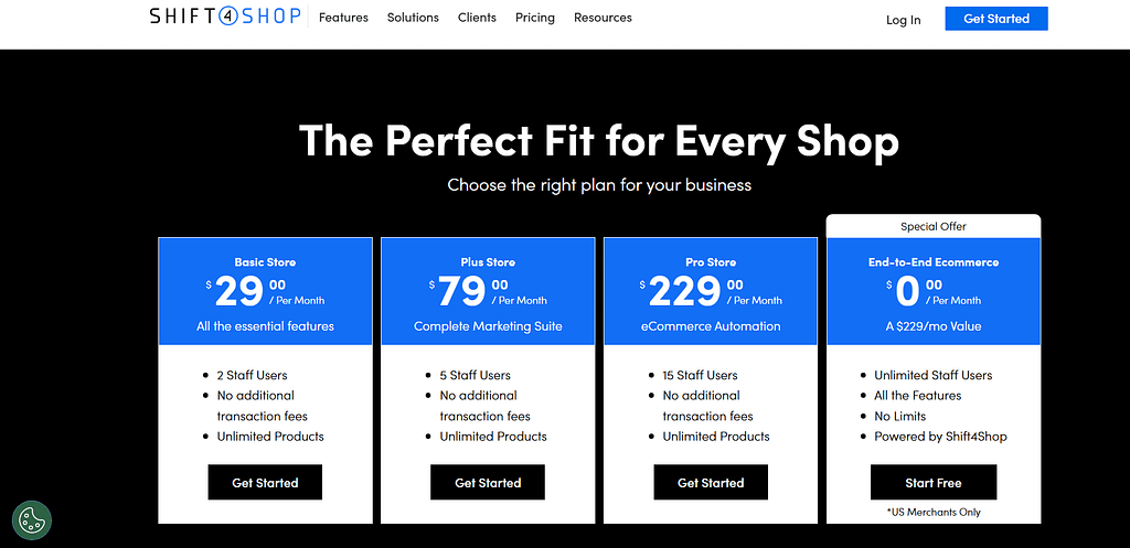 Shift4Shop pricing plans 2026