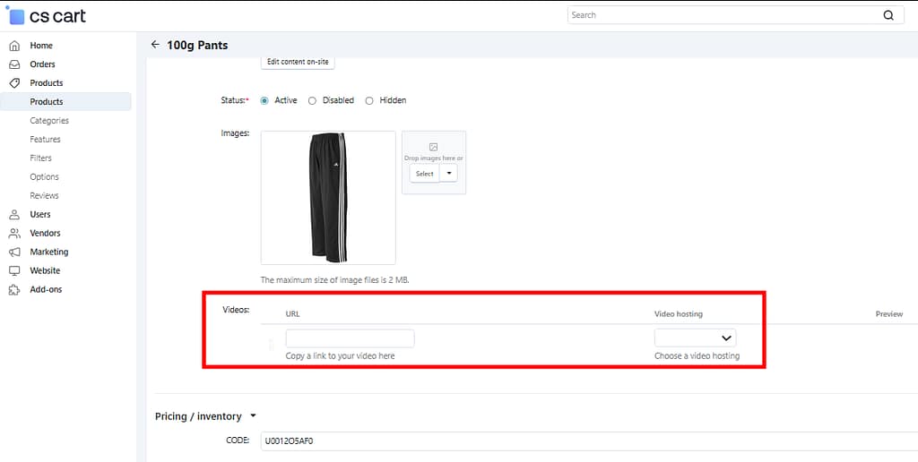 Video on product page