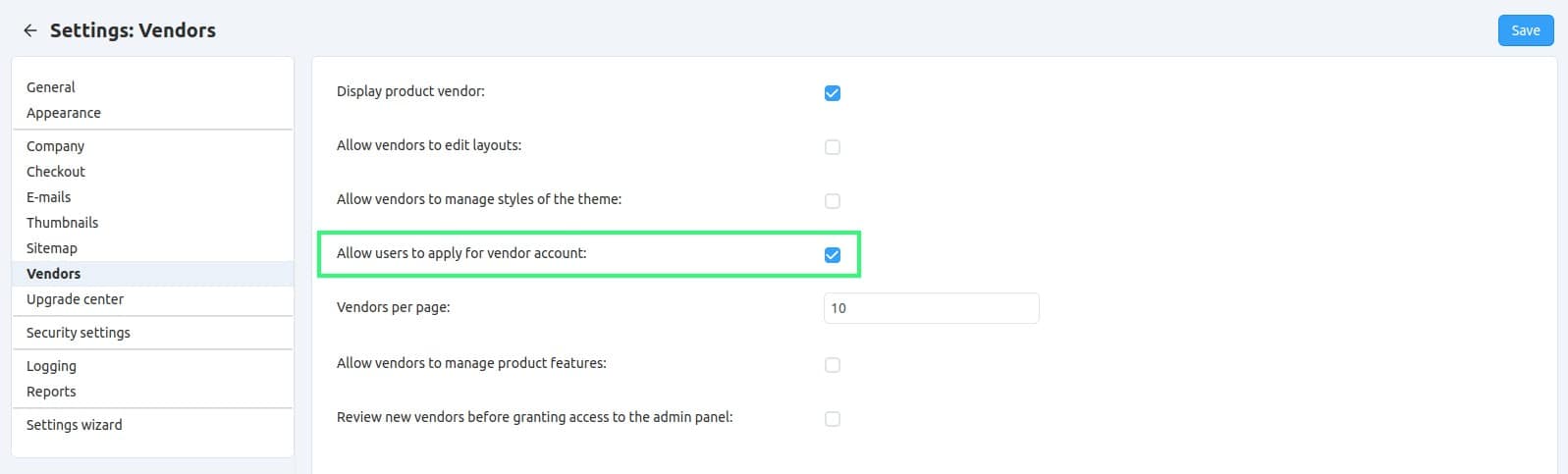 CS-Cart platform allows clients to become vendors