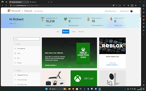 Microsoft Rewards system