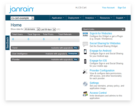 Janrain Dashboard Janrain Dashboard