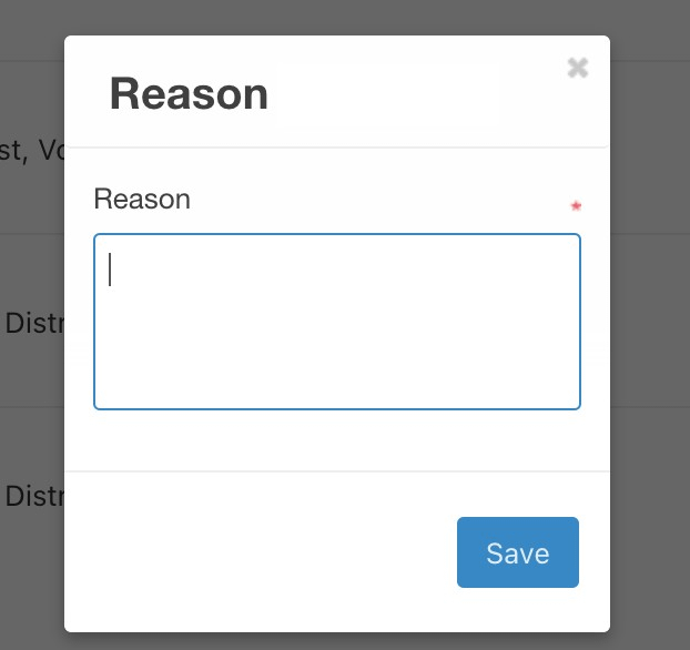 Reason of vendor approval/disapproval