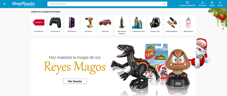 Screenshot of the Shopmundo marketplace homepage