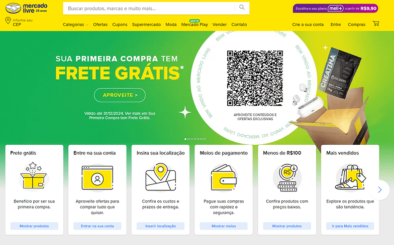 Mercado Libre Brasil page