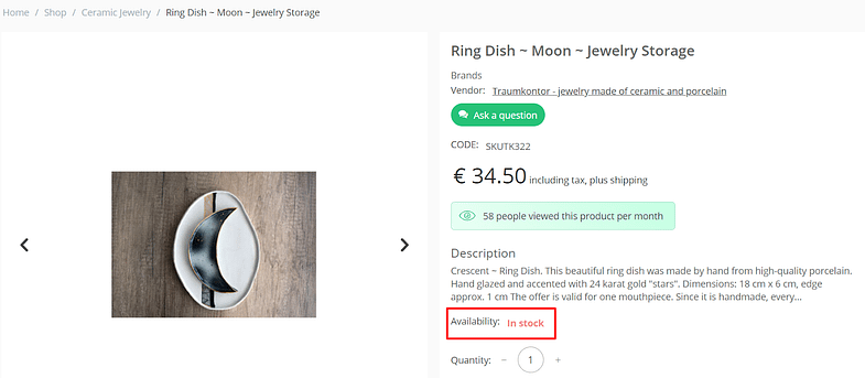 Product Page on Kayamo Jewelry eCommerce Website