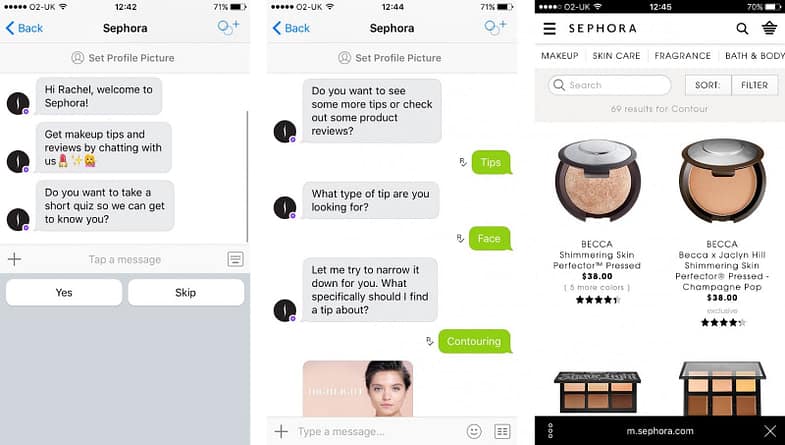 Chatbot technology in Sephora