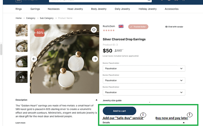 Safe-Buy service for Jewelry eCommerce Website