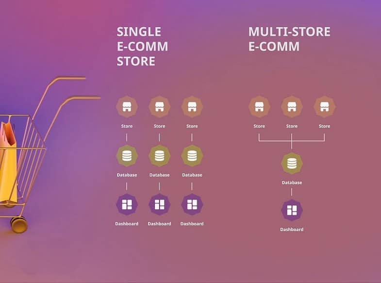 A multi-store solution allows you to keep all databases in one place, rather than multiplying unnecessary entities within your store management