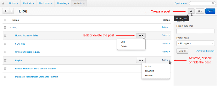 Blog management