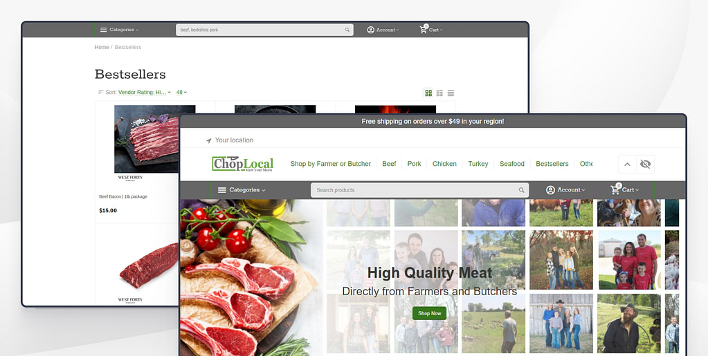 B2C-маркетплейс мясной гастрономии ChopLocal.com, разработанный командой Simtech Development