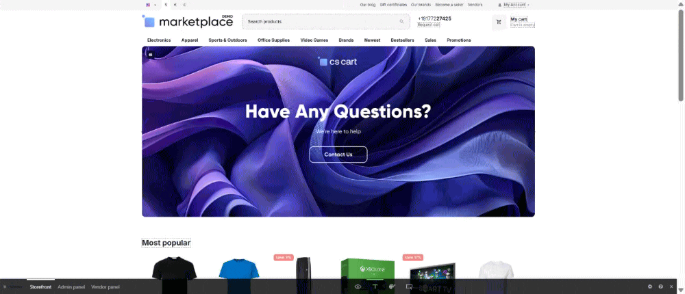 CS-Cart provides user-friendly customization options for your homepage, category pages, and product pages, allowing for quick adjustments to layouts, CTAs, and product displays that can significantly impact conversions.