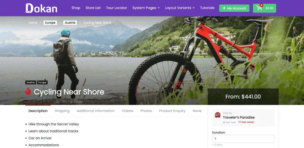 Dokan booking marketplace