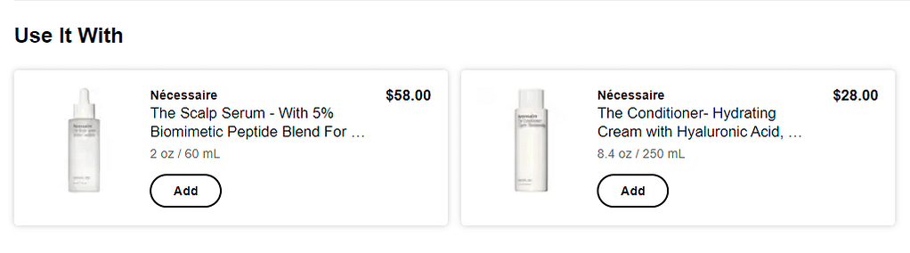 Sephora recommend additional products that can supplement the user’s choice