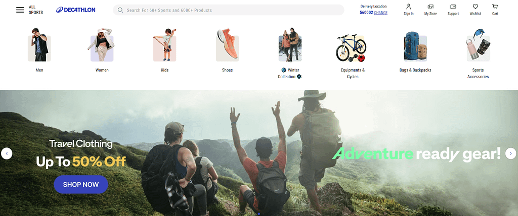 Decathlon main page