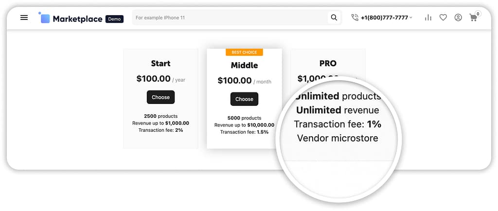 vendor plan extra features