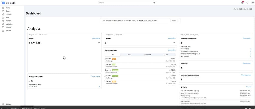 Platforms like CS-Cart are capable of integrating eCommerce, marketing, and vendor management features seamlessly, making it easier for growing businesses to centralize customer and order data without the need for complex third-party setups.