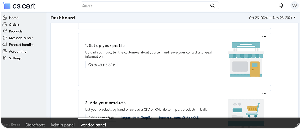 Administrative panel for vendors in CS-Cart