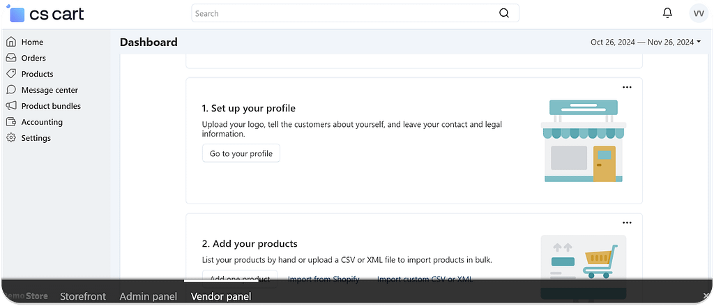 Administrative panel for vendors in CS-Cart
