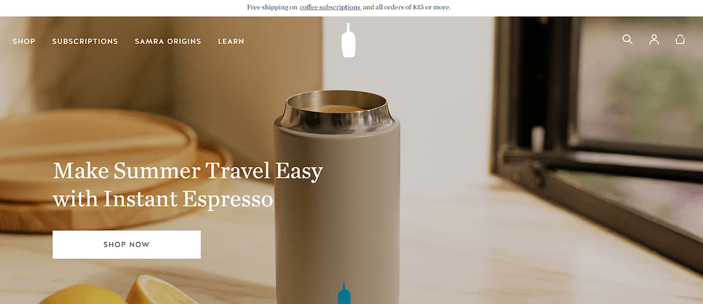 Blue Bottle Coffee is a specialty coffee roaster and retailer known for its high-quality beans and commitment to sustainability. The Blue Bottle Coffee's website features include: