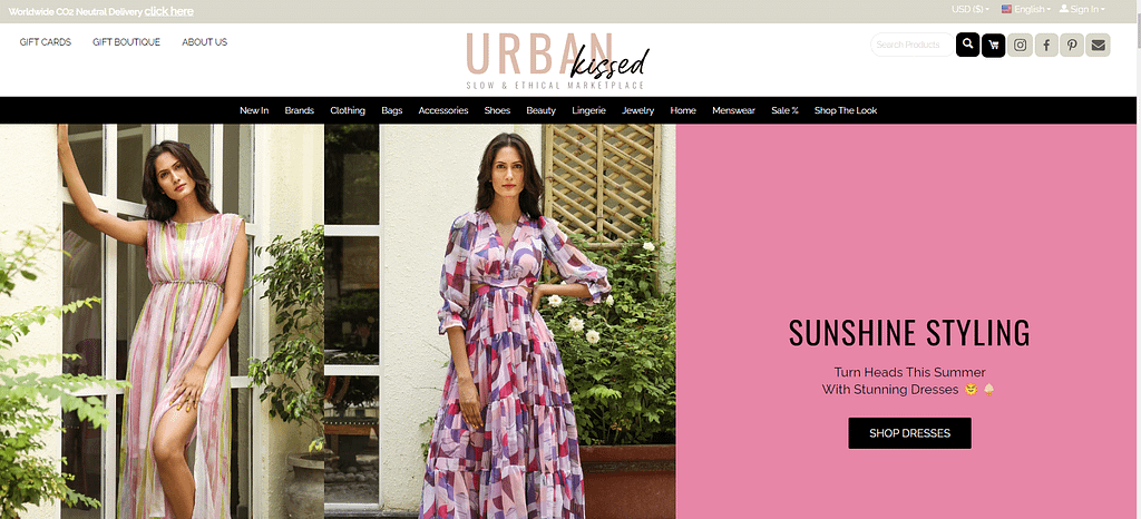 Urbankissed marketplace uses the CS-Cart platform for their sustainable fashion business