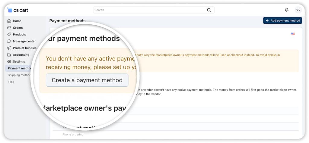Payment options in Direct Customer-to-Vendor Payments feature