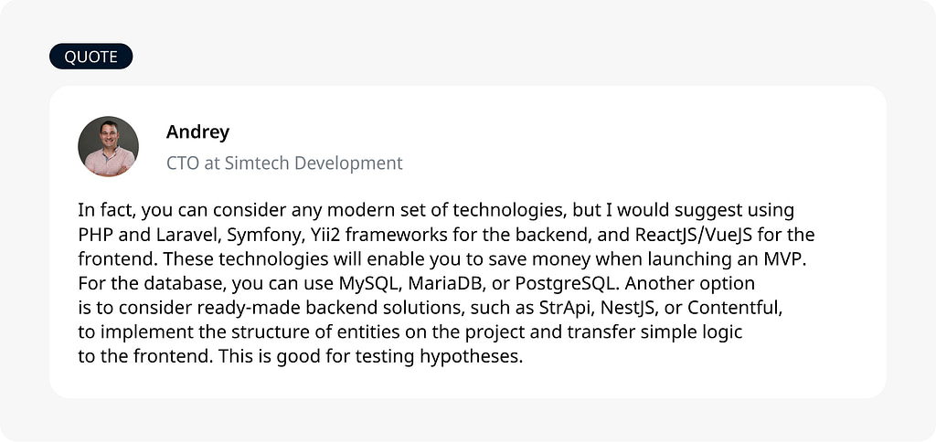 Quote on tech stack