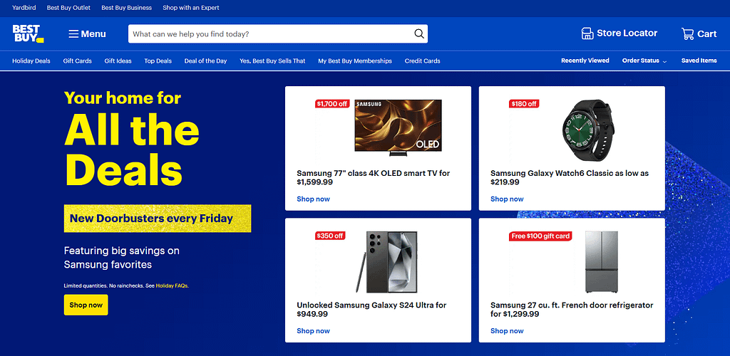 Best Buy main page