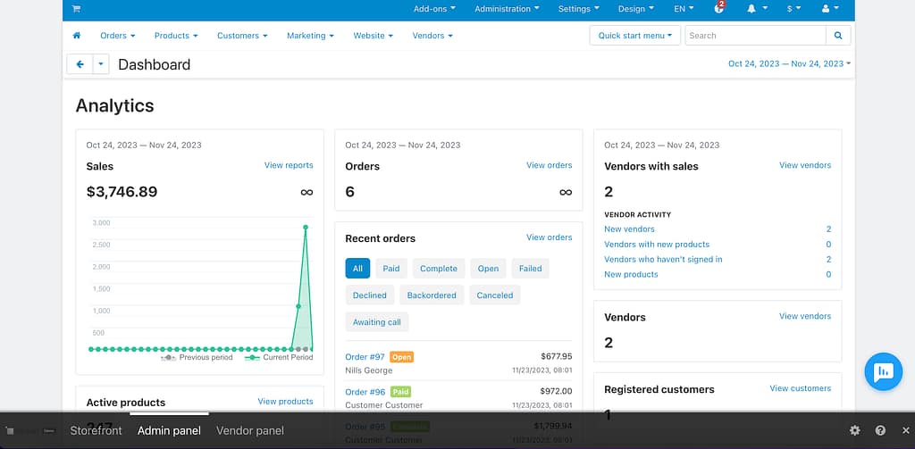 CS-Cart B2B marketplace platform