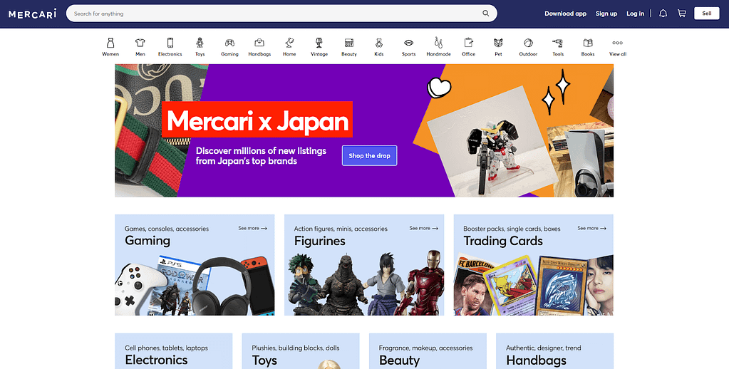 Mercari main page