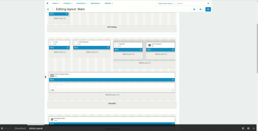 Horizontal list with scrolling