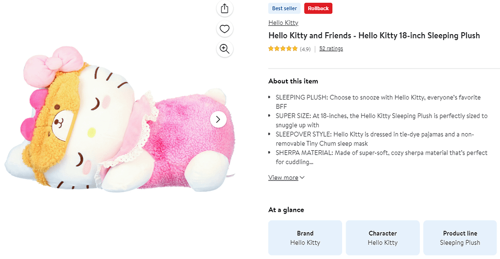 Hello Kitty Sleeping Plush