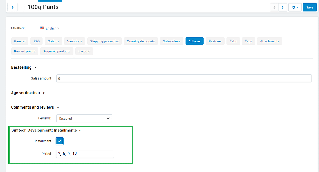 Introduce the Period input field specifying one or several default periods for the newly created products. For example: 3, 6, 9, or 12 months.