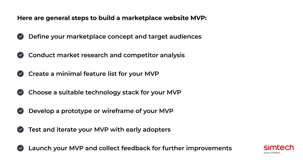 General steps to build a marketplace website MVP