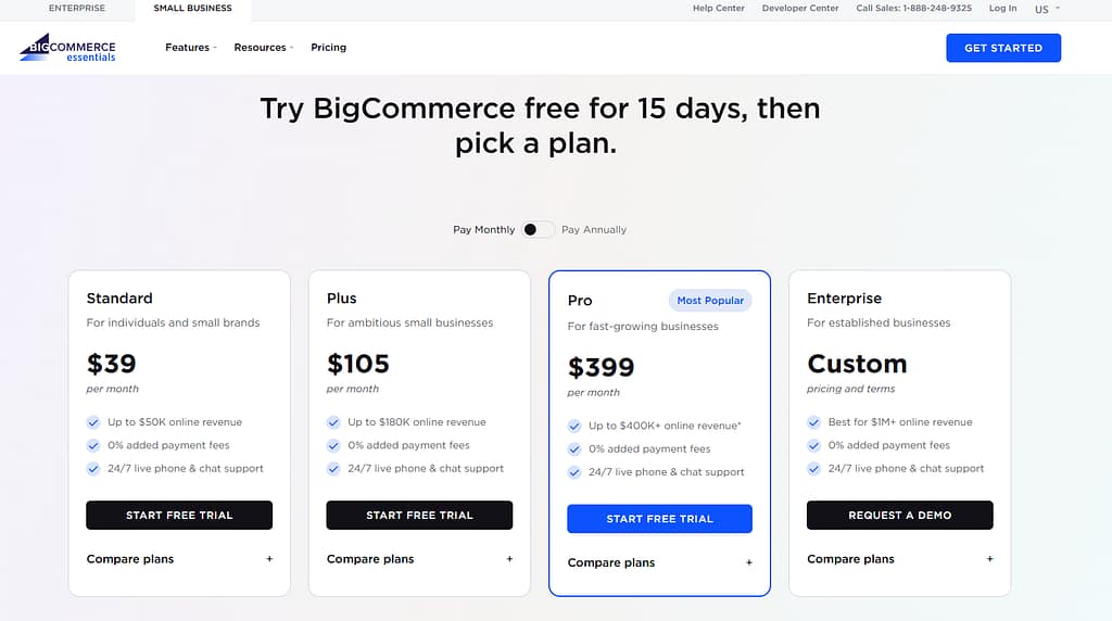BigCommerce pricing plans