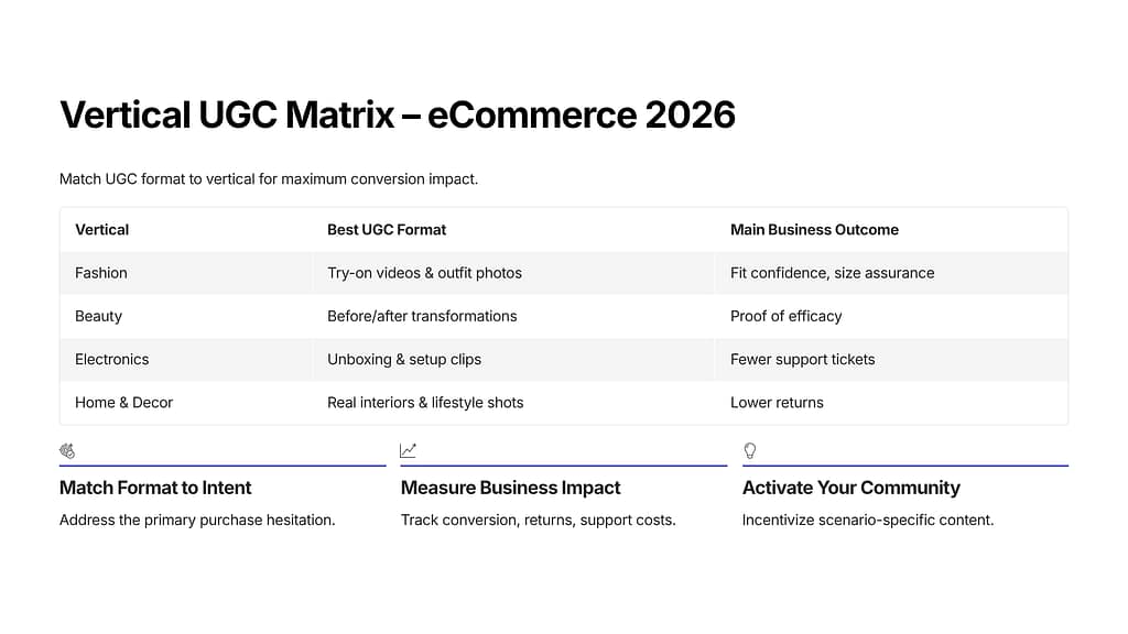 Vertical UGC Matrix - eCommerce 2026