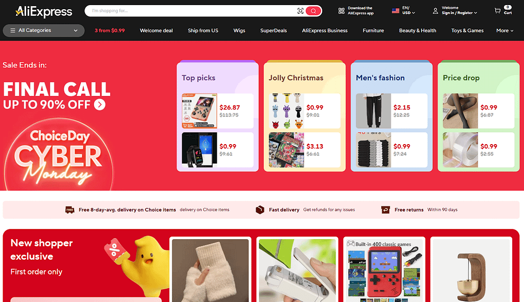 AliExpress main page