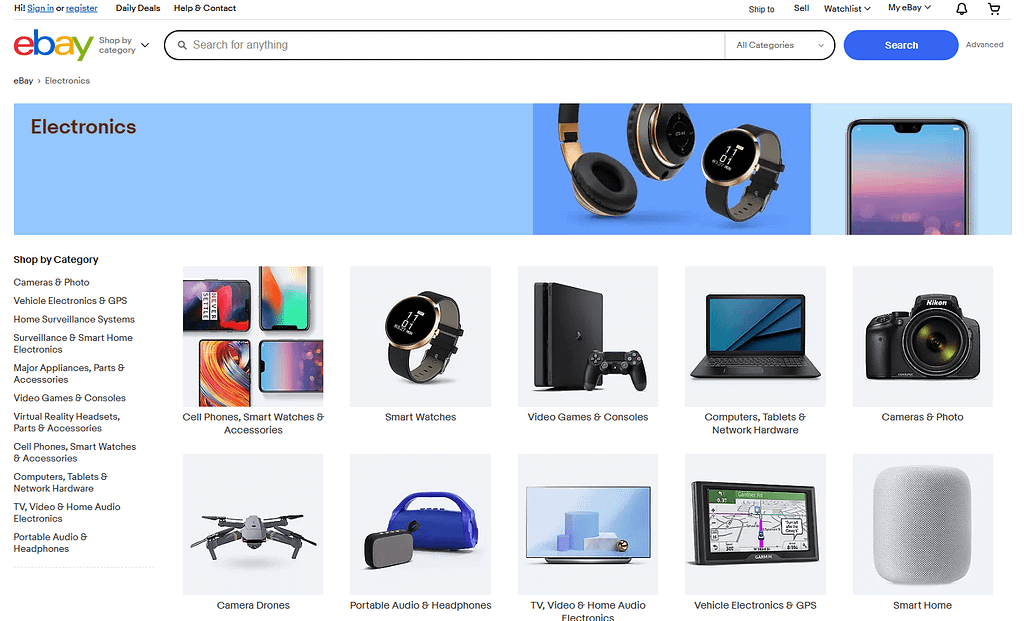 Electronics category on eBay