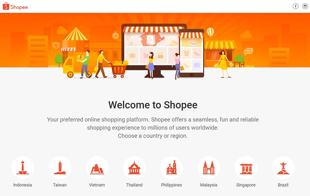 Shopee welcome page