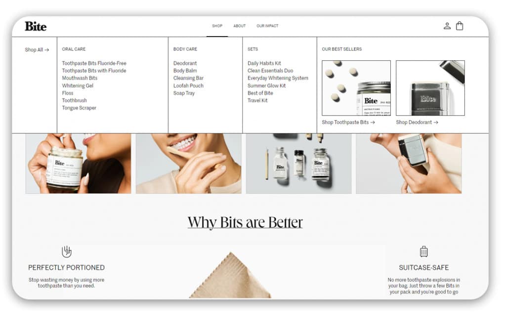 Bite — a subscription-based shop selling personal care products