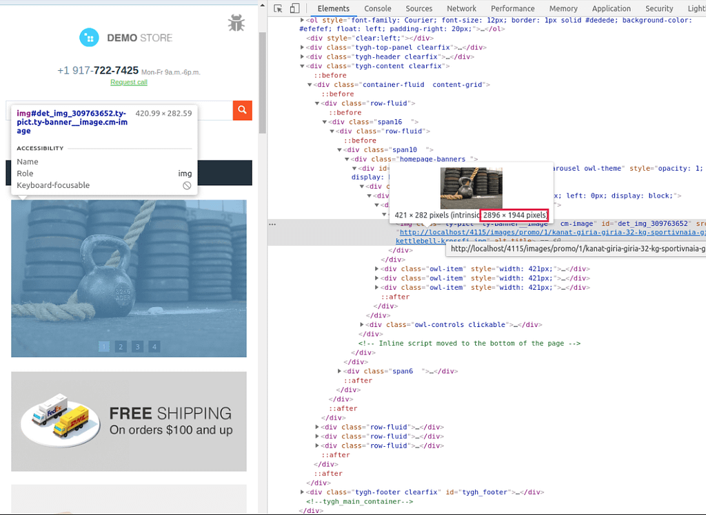 The Image Link Is Highlighted in the HTML Console