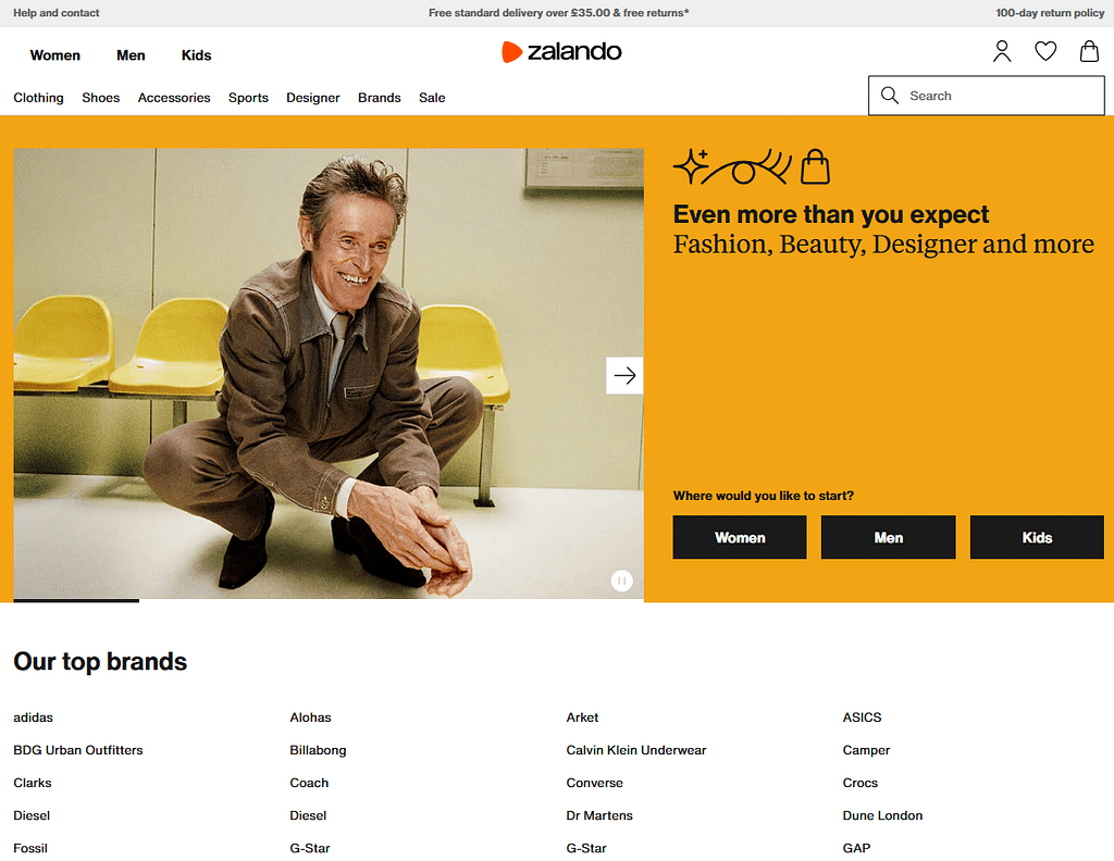 Zalando main page