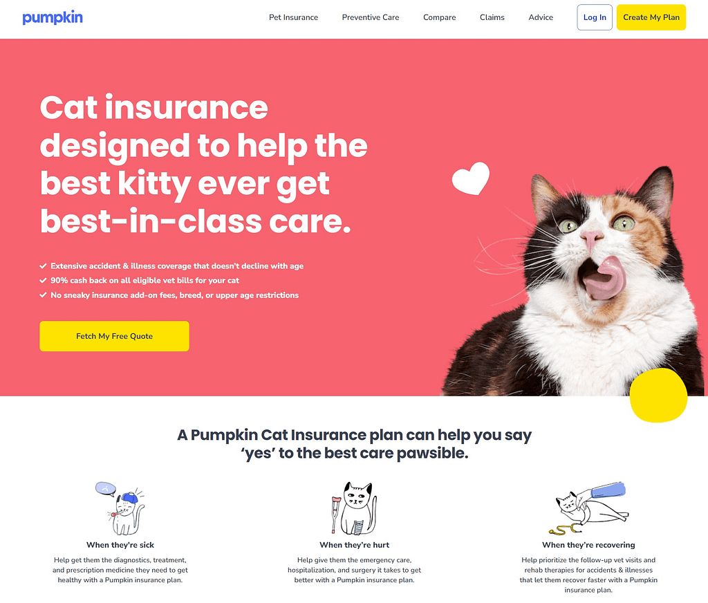 Pumpkin Pet Insurance Landing Page Example