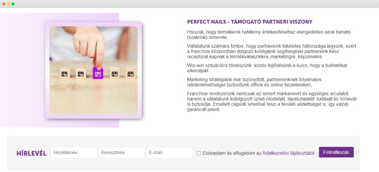 Perfect Nails Simtech subscribe page