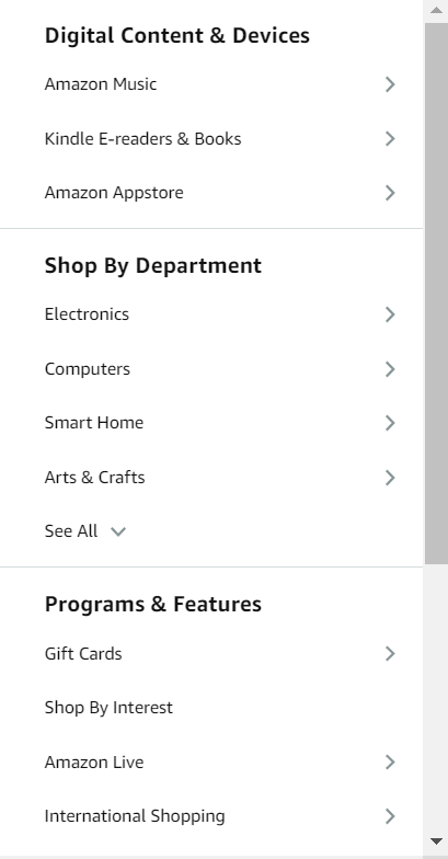 3. Catalog of goods. This page contains product listings, images, and descriptions, so that customers can take a closer look at goods they would like to buy.